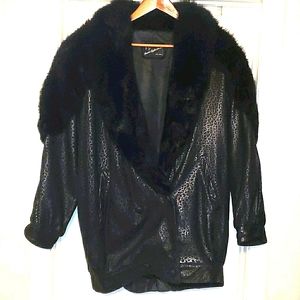 Marvin Richards Black Leather Coat - Size Large